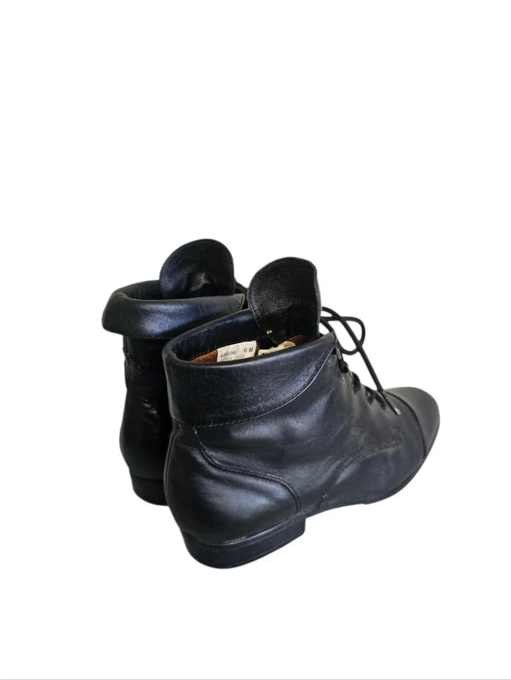 Vintage Maine Woods Black Leather Boots Women's Sz 6 Pixie Granny USA
